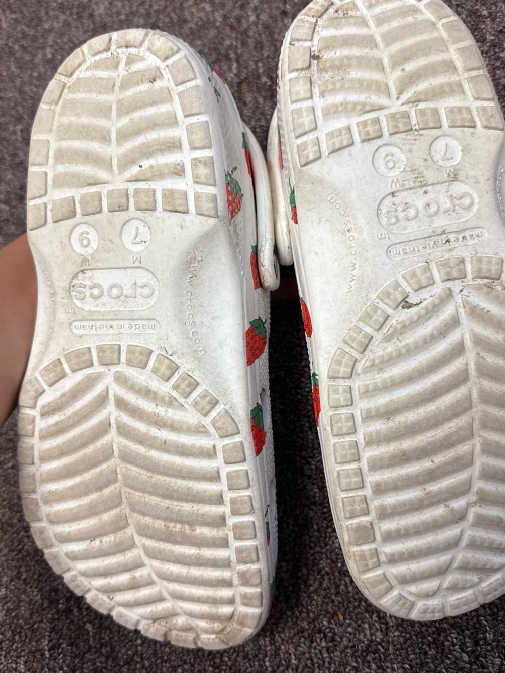 CROCS White Slip-On Clogs with Red Strawberry Print - Picture 2 of 2